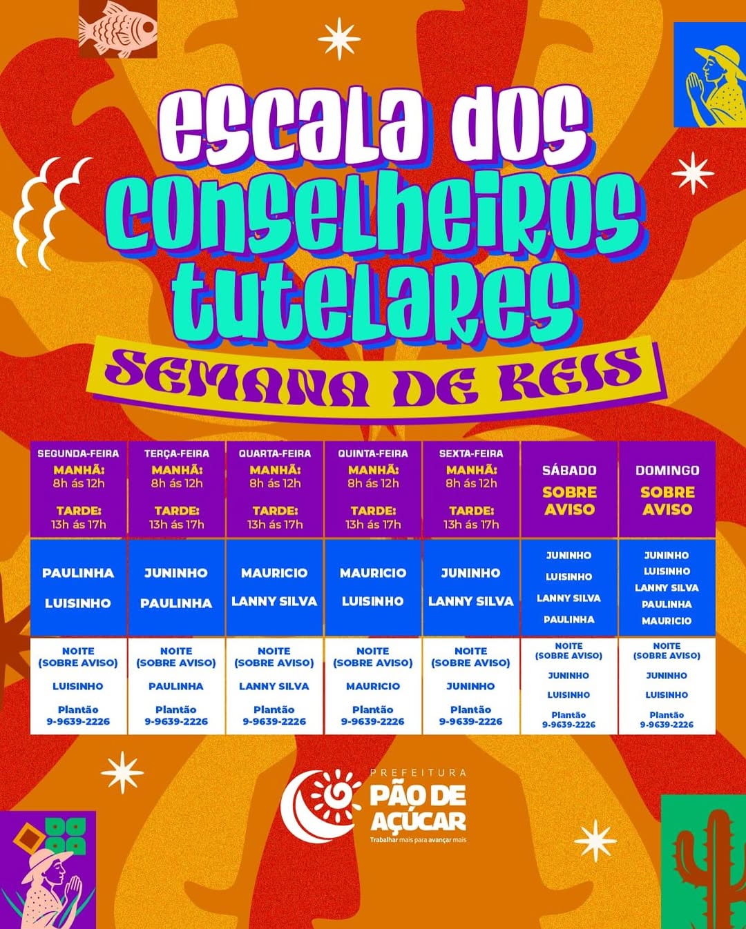 Escala de trabalho dos Conselheiros Tutelares – Semana de Reis